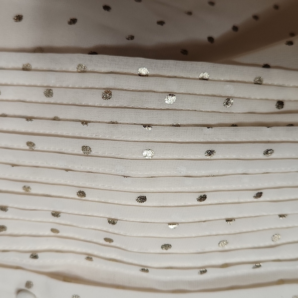 Zara Cream Ivory Gold Polka Dot Pleated Top Size S - Picture 4 of 12
